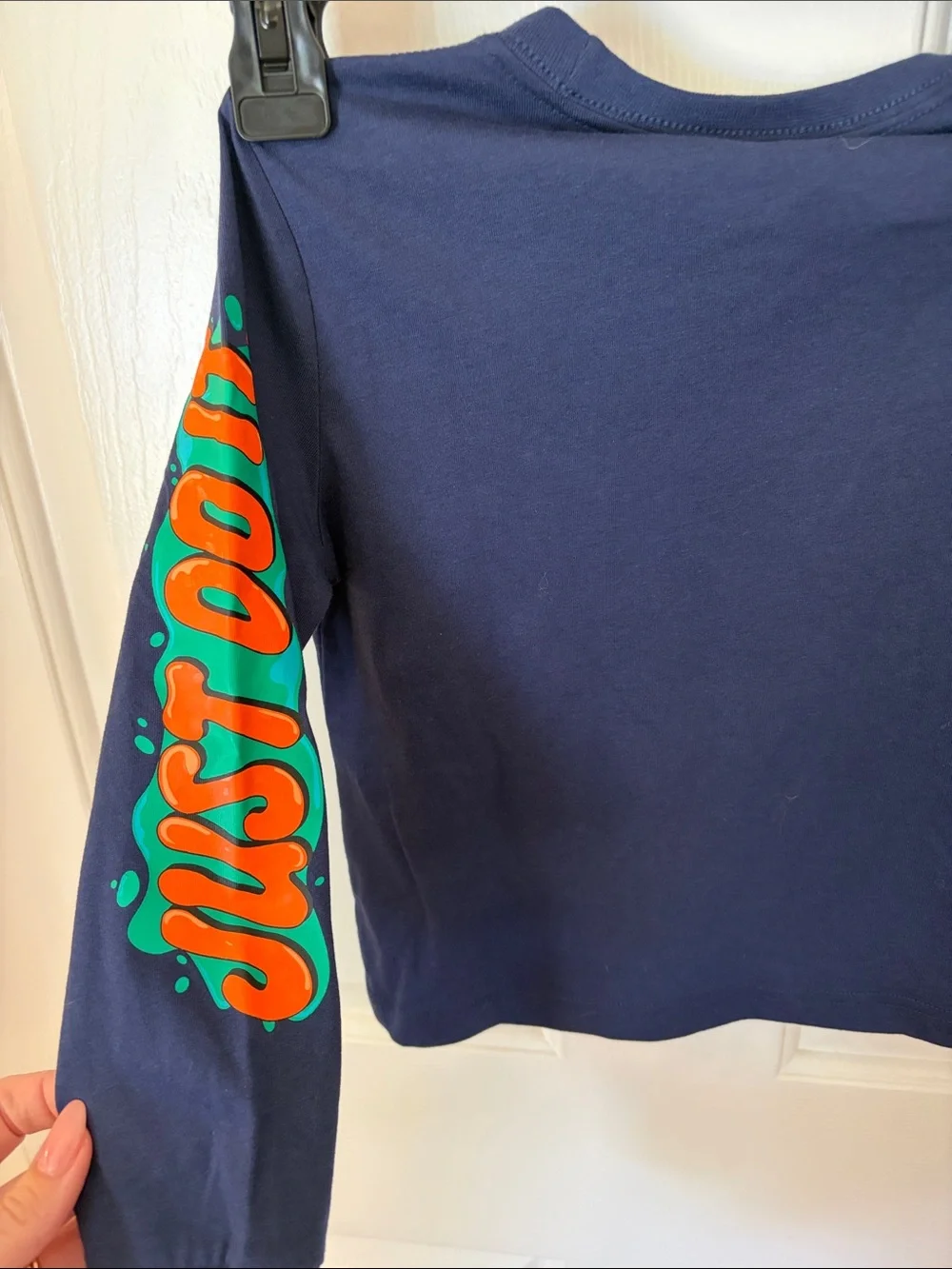Nike Kids Navy Long-Sleeve Tee with Orange & Teal Graphic